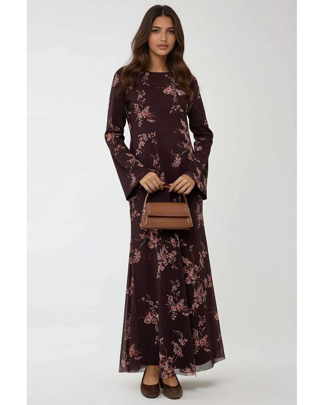 Hiccup Red Floral Printed Modest Dress