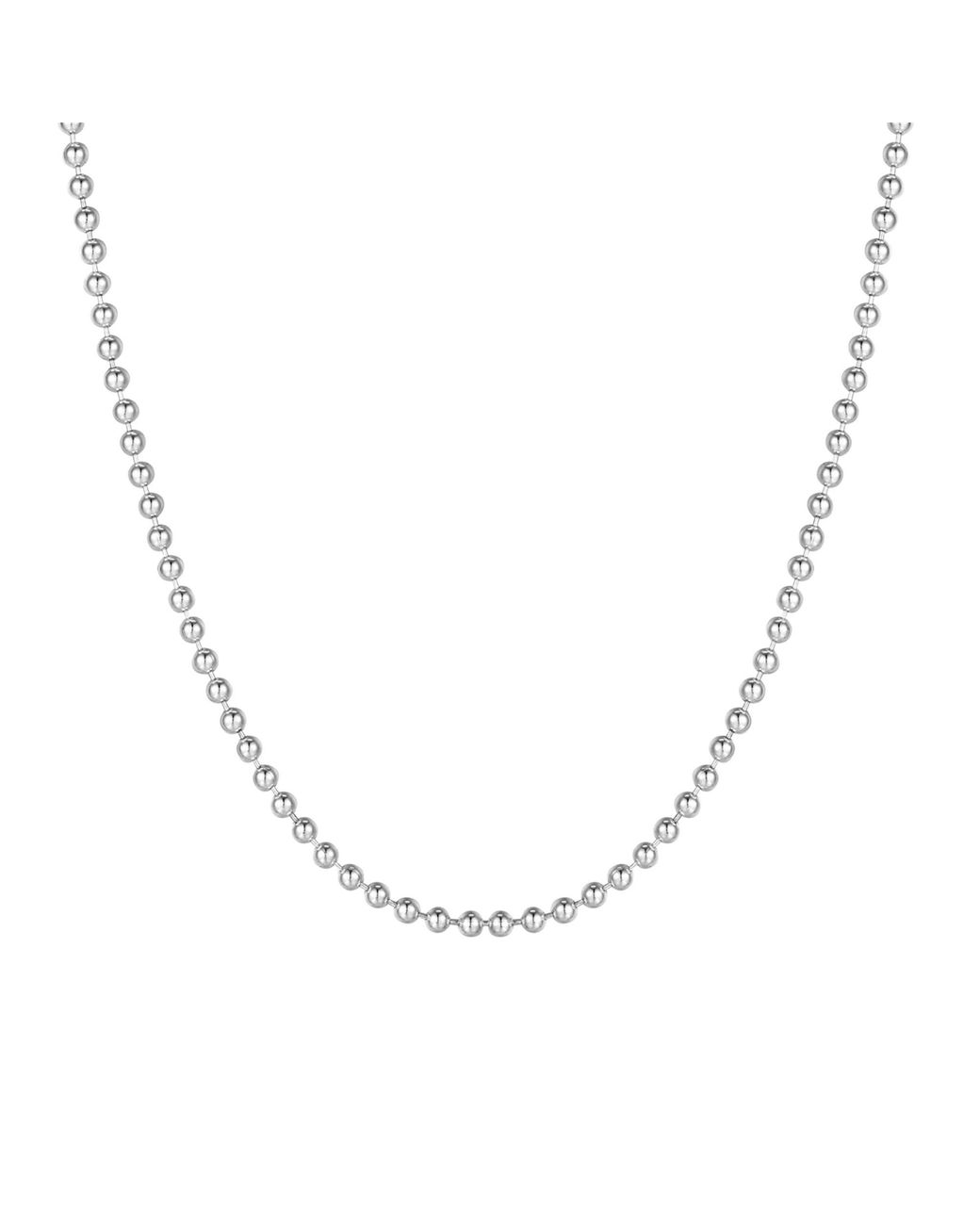 The Jewellery Stockroom Metallic Sterling Polished Bead Adjustable Necklace