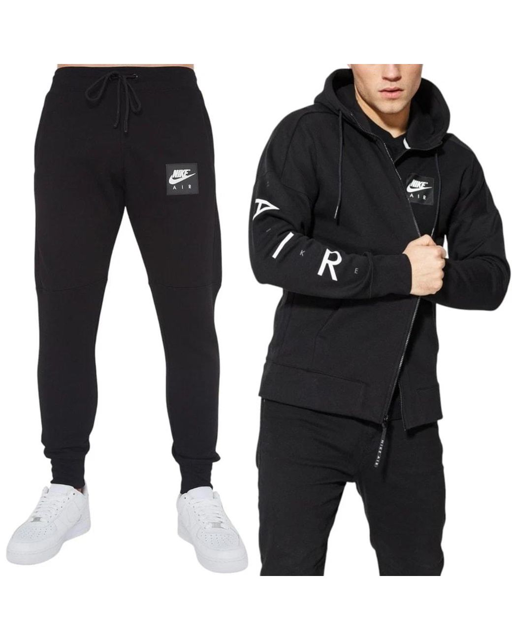 Nike Black Patch Hooded Fleece Tracksuit for men