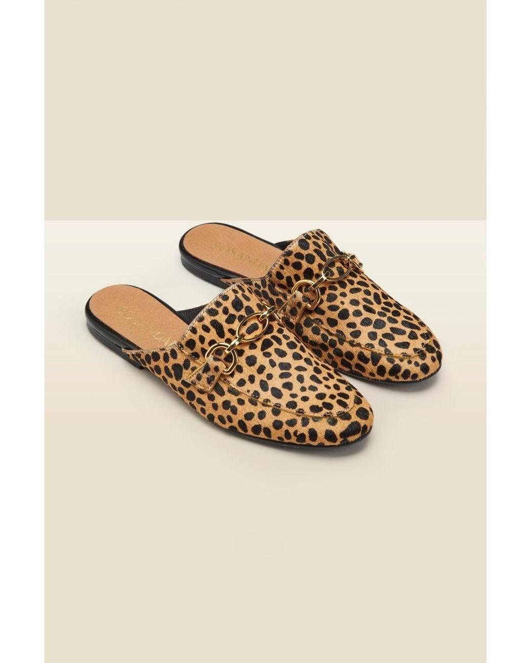 Sosandar Natural Samba Cheetah Leather Backless Mule