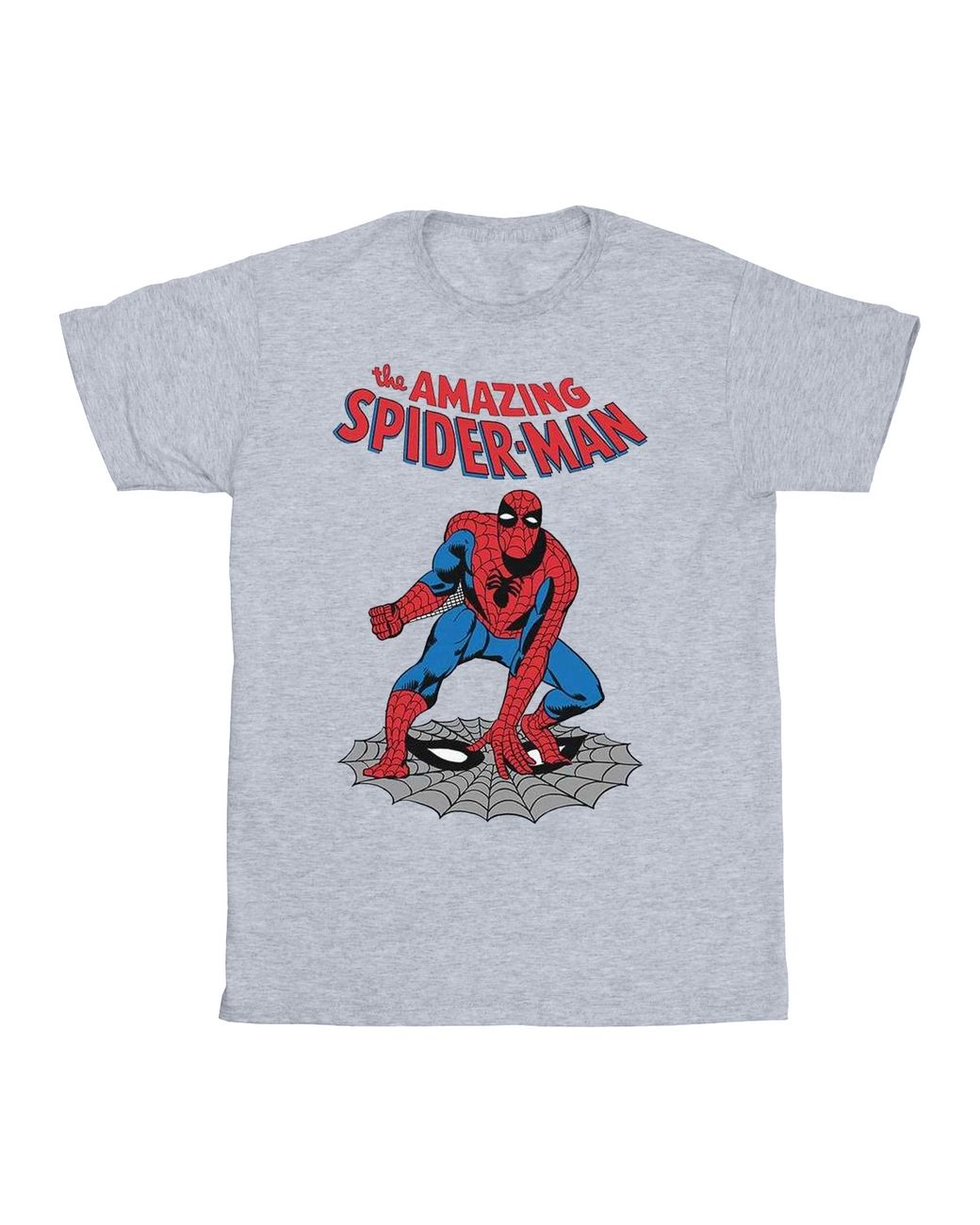 Marvel White Ladies The Amazing Spider- Cotton Boyfriend T-Shirt (Sports)