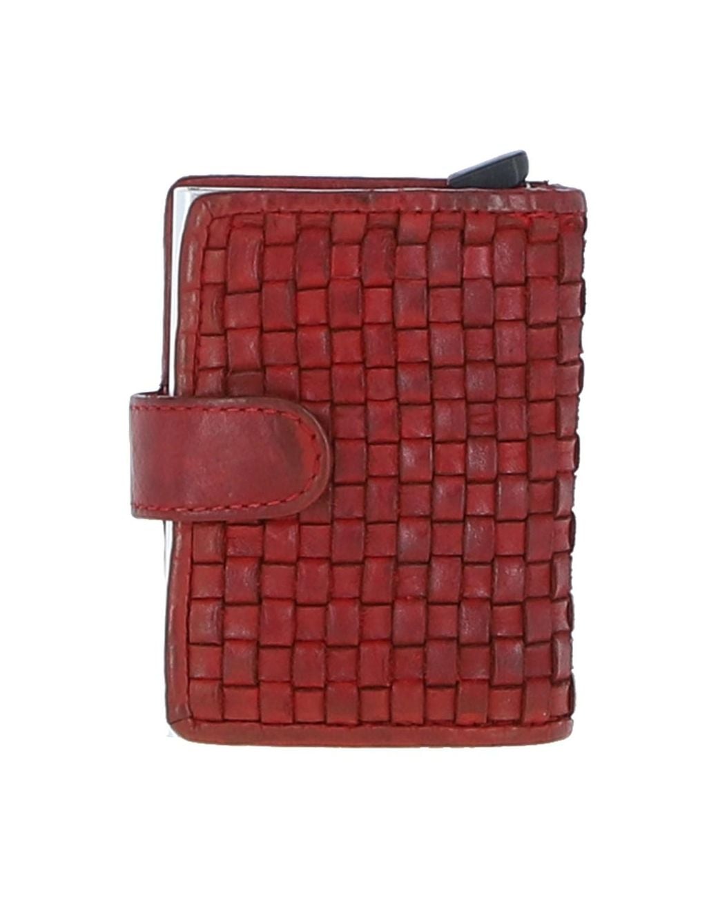 Ashwood Leather Red 'La Perfetto' Metal & Woven Card Wallet Case