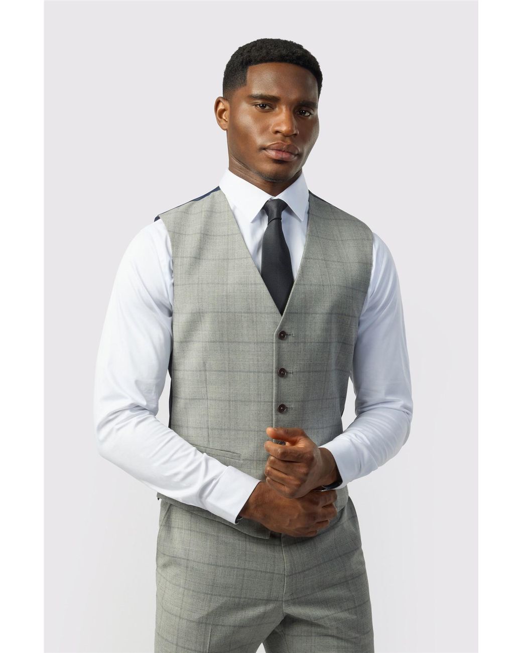 Ted Baker Gray V-Neck Regular Suit Waistcoat for men