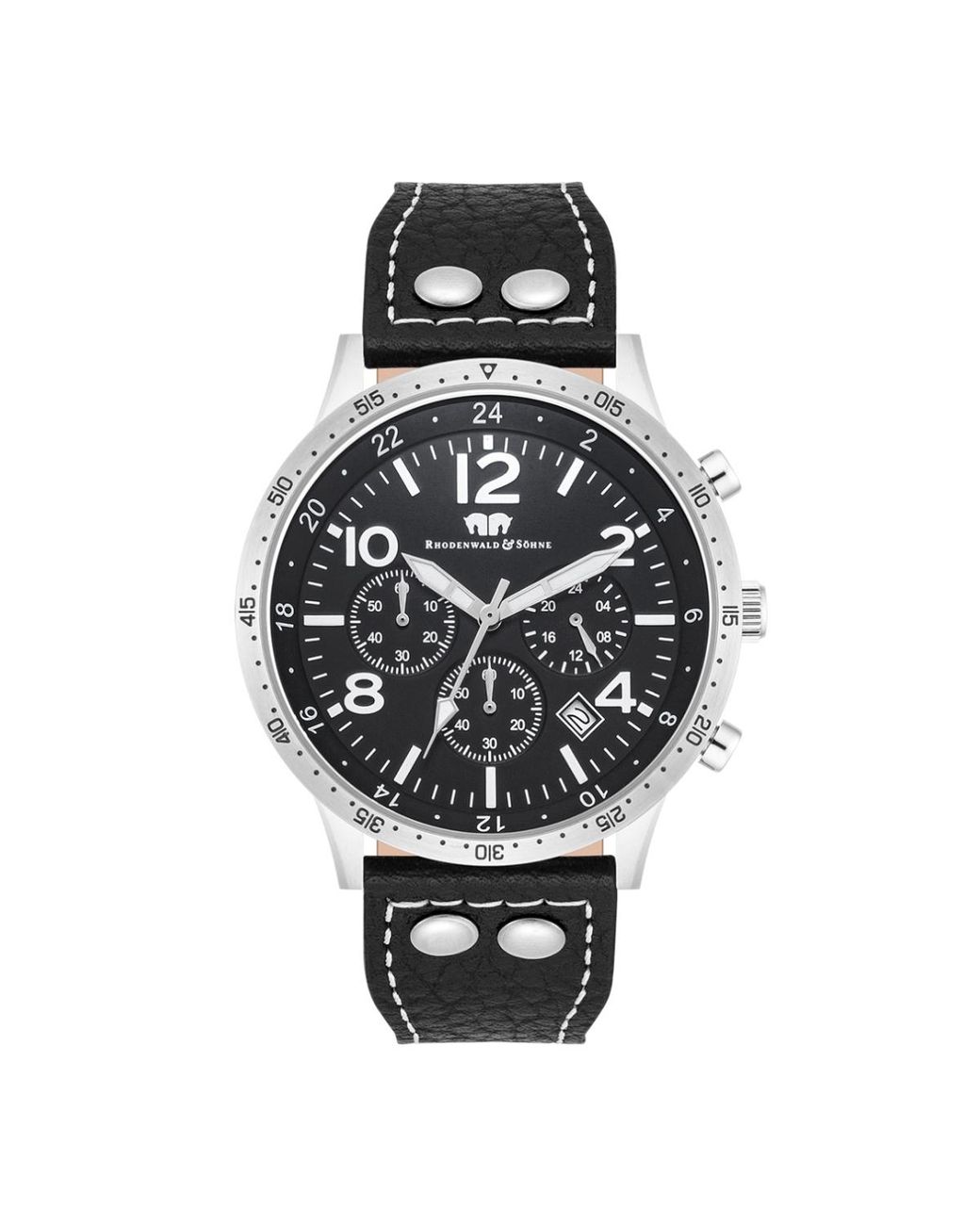 Rhodenwald & Söhne Metallic Genuine Leather Watch 43,8 Mm for men