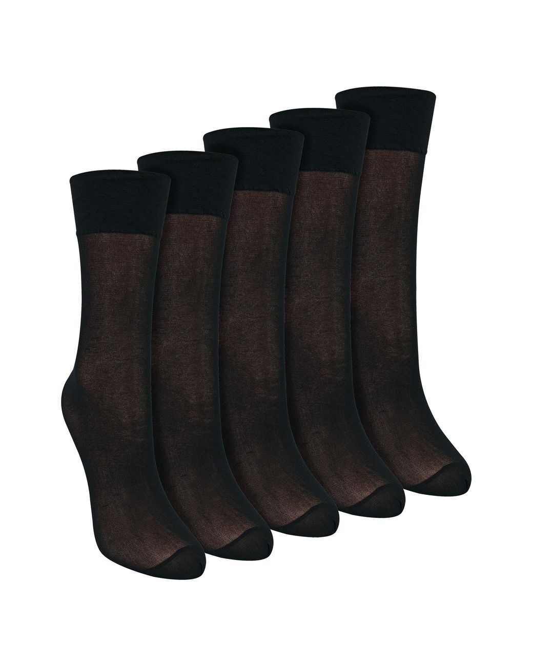Sock Snob Black 5 Pack Ladies Ankle High Pop Socks 15 Denier Lightweight Sheer