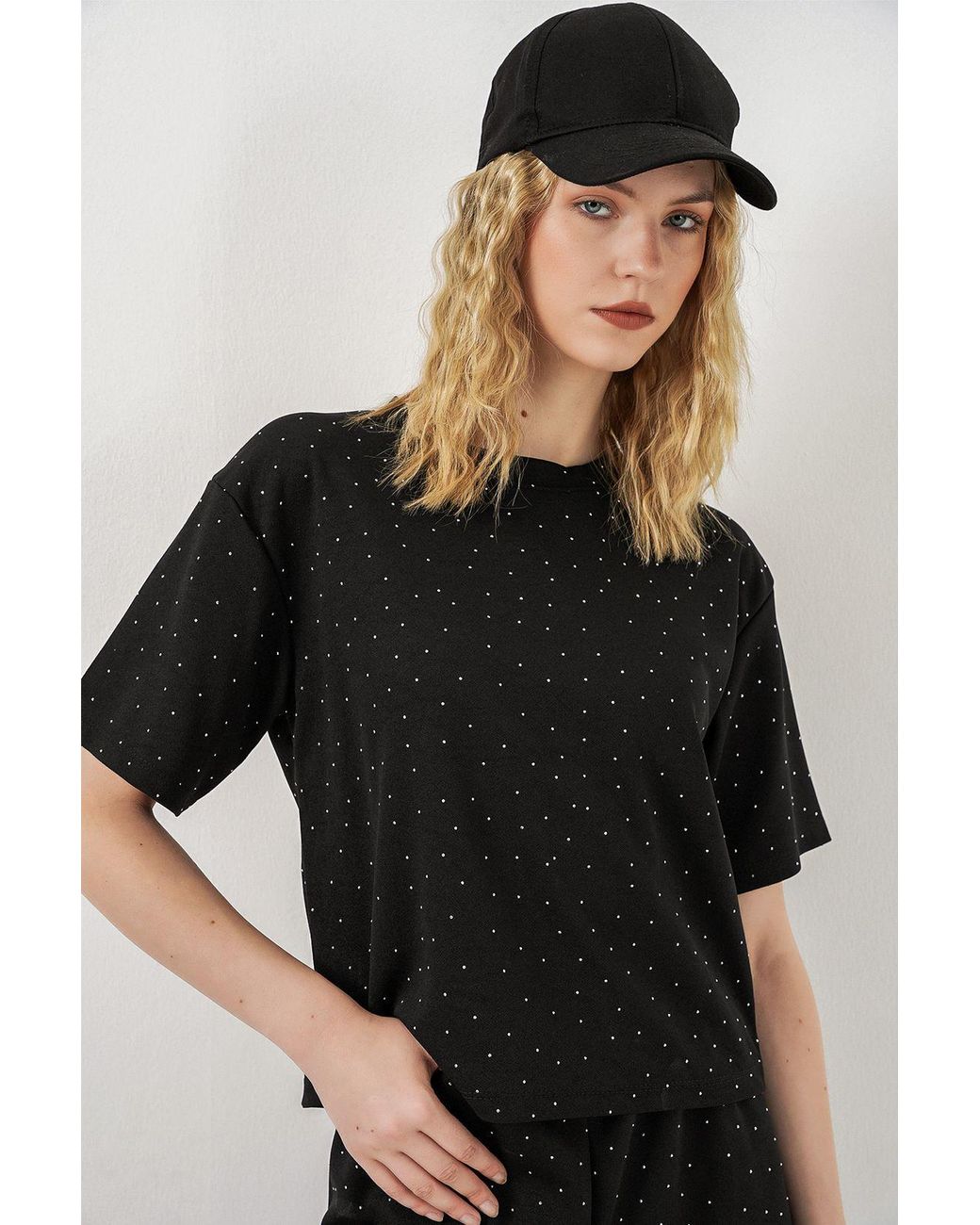 Bigdart Black Polka Dot Printed Crew Neck T-Shirt