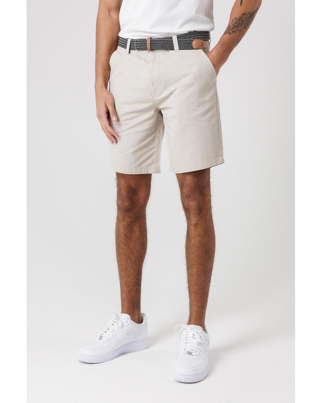 Tokyo Laundry Natural Cotton Twill Peached Shorts for men