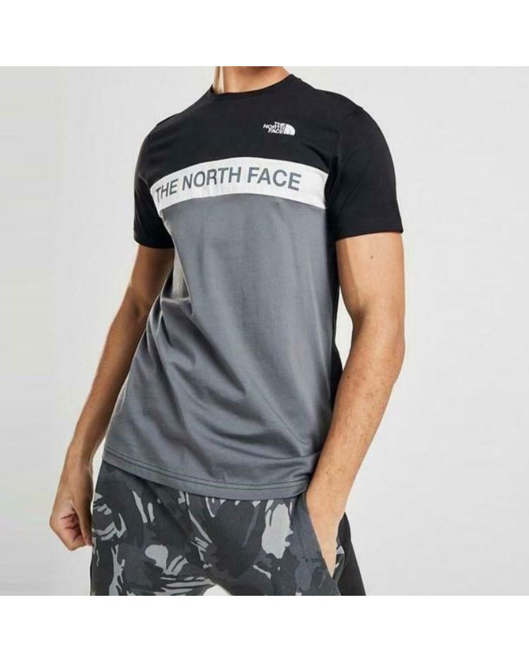 The North Face Blue Woven Colour Block T Shirt Cotton for men