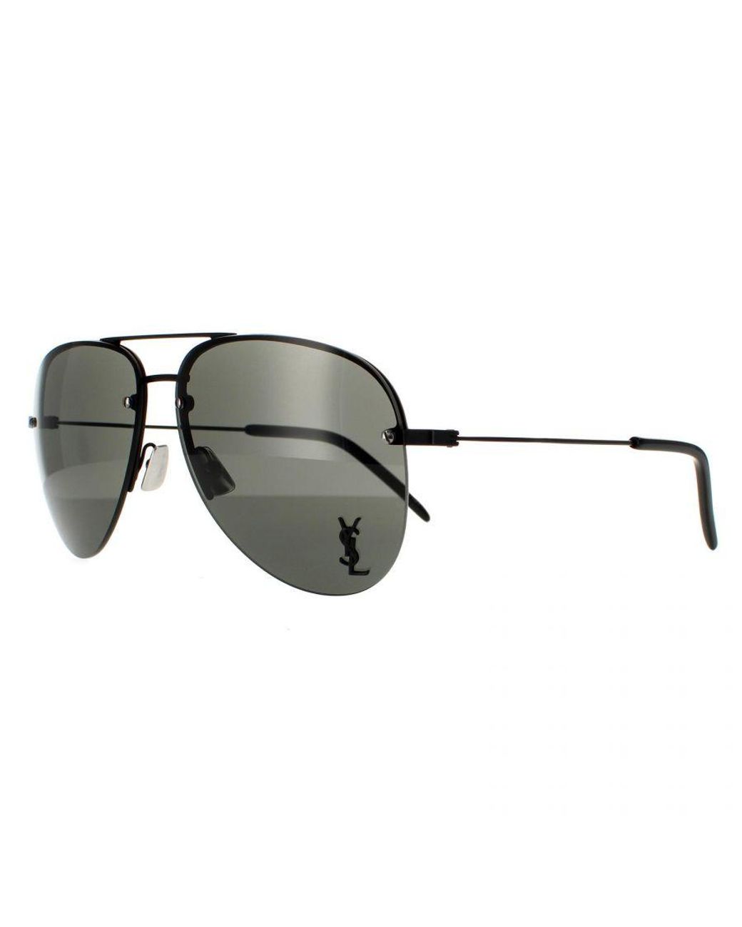 Saint Laurent Gray Aviator Sunglasses Metal for men