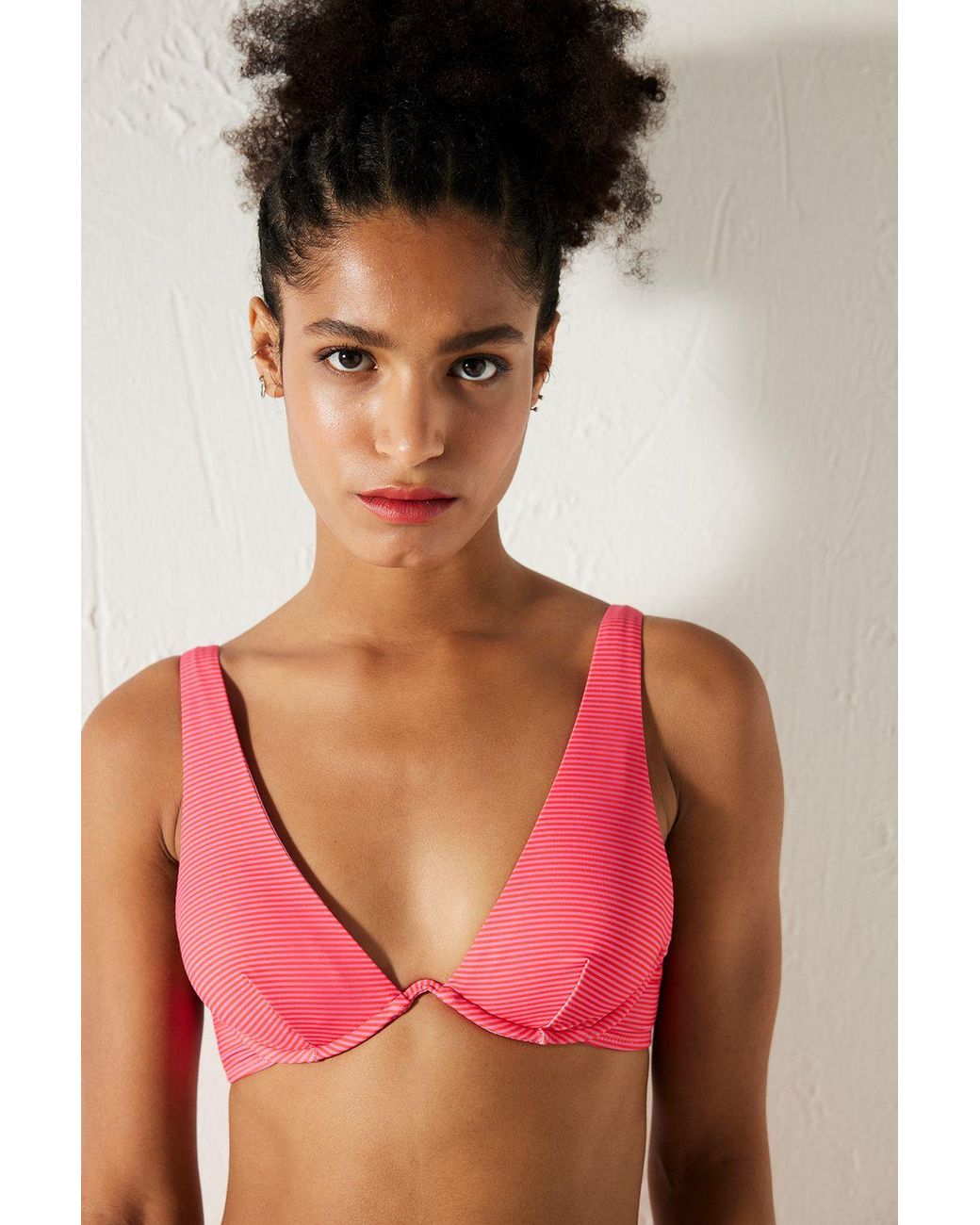 Penti Red Striped Ribbed Underwire Bikini Top