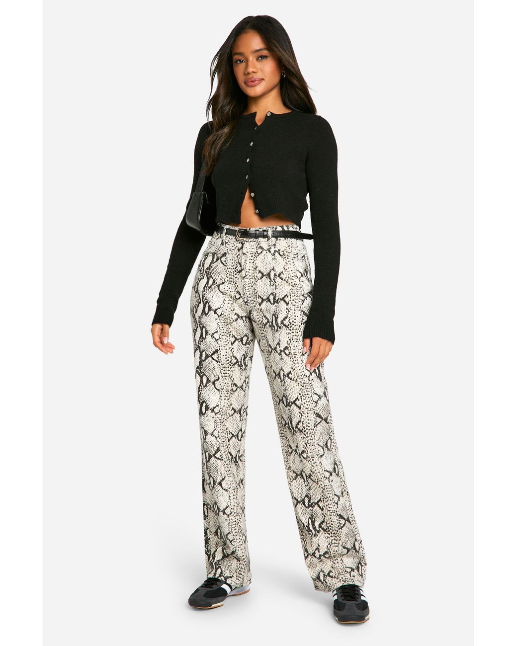 Boohoo Black Snake Print Straight Leg Jean