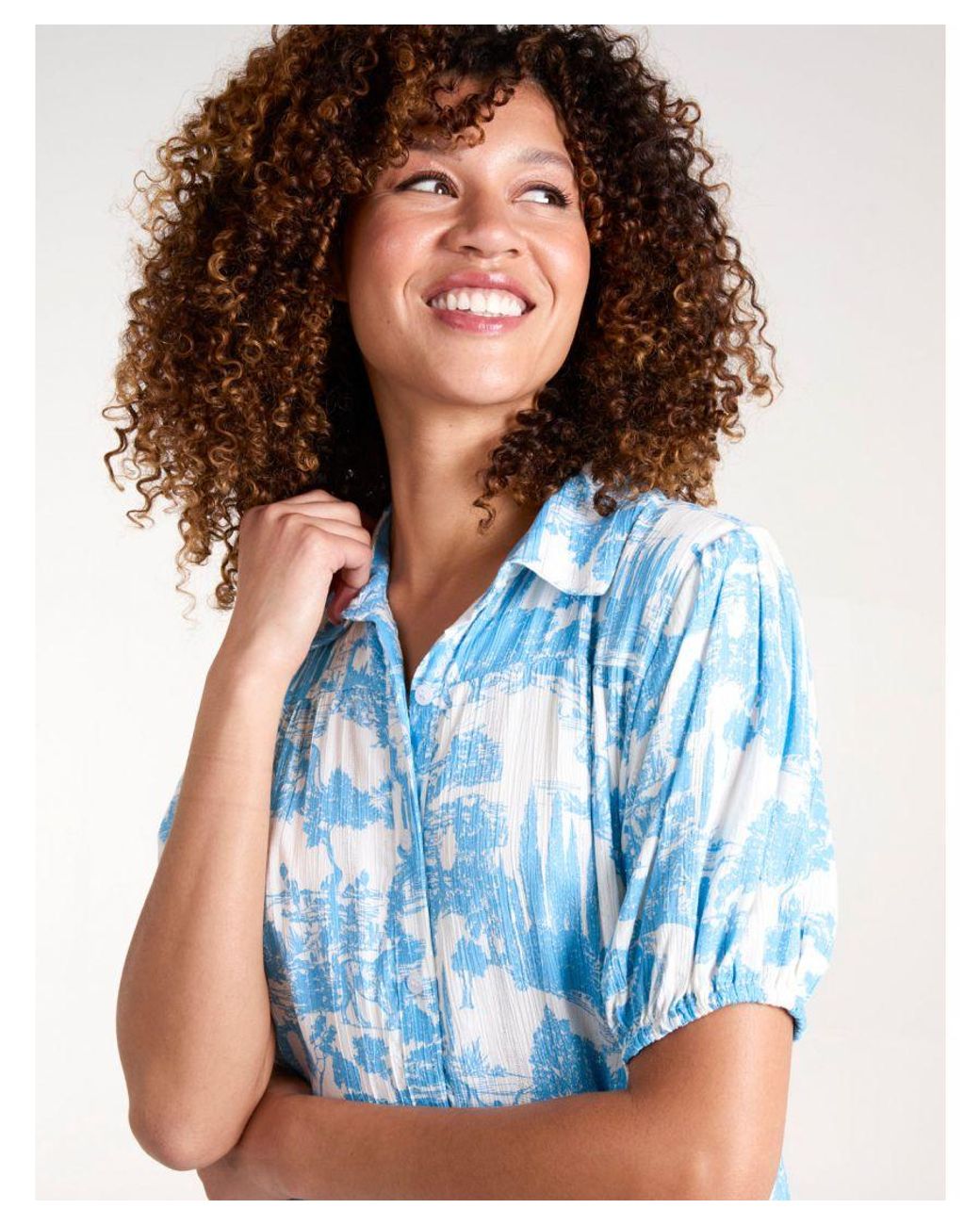 Blue Vanilla Blue Mini Smock Shirt Dress