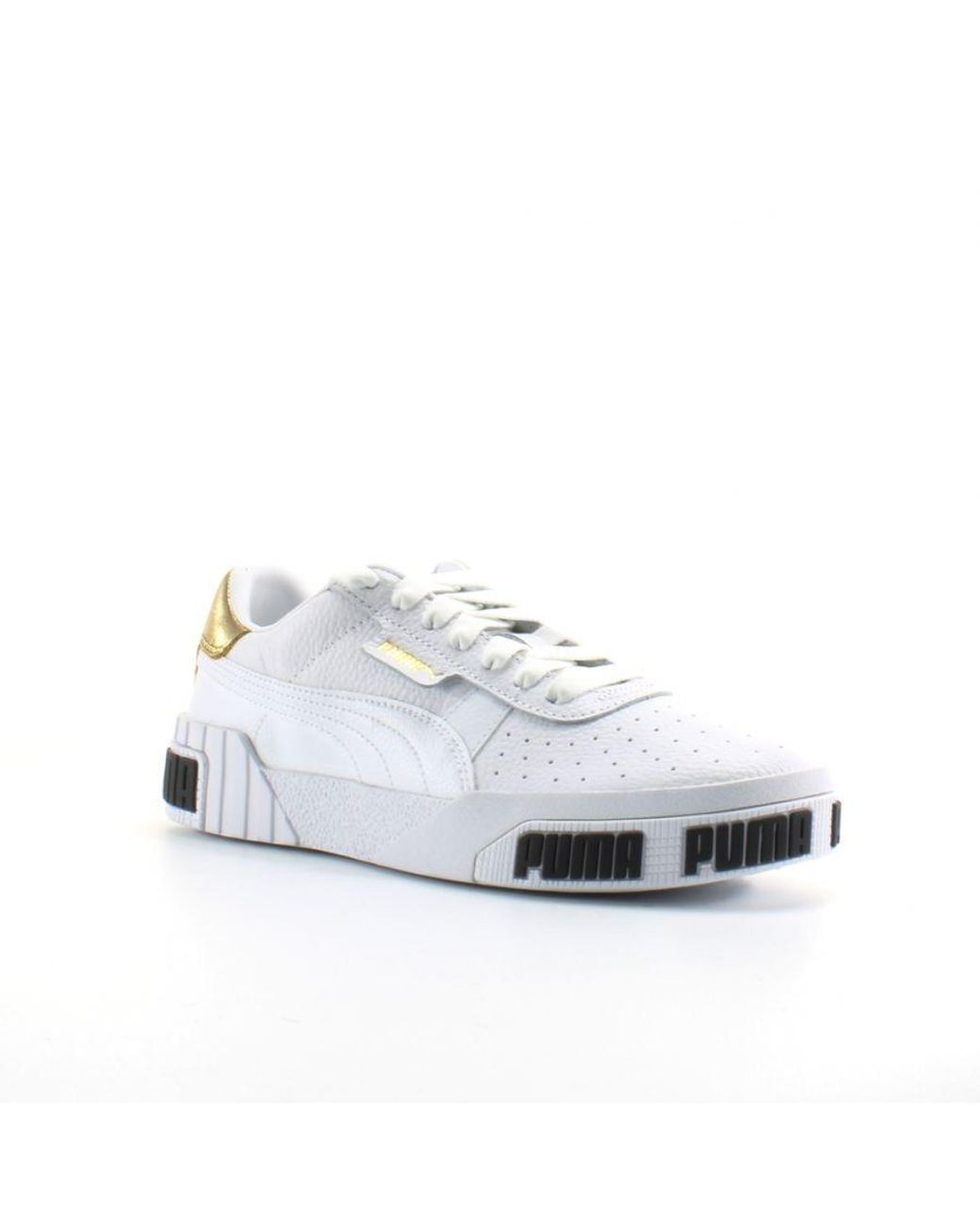 PUMA White Cali Bold Leather Lace Up Trainers 371207 01