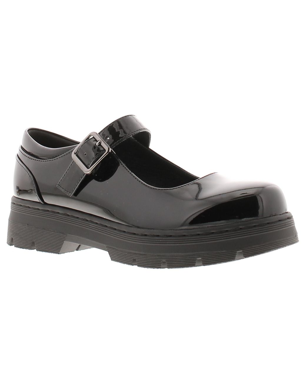 Platino Black Shoes Work School Jenny Buckle Patent