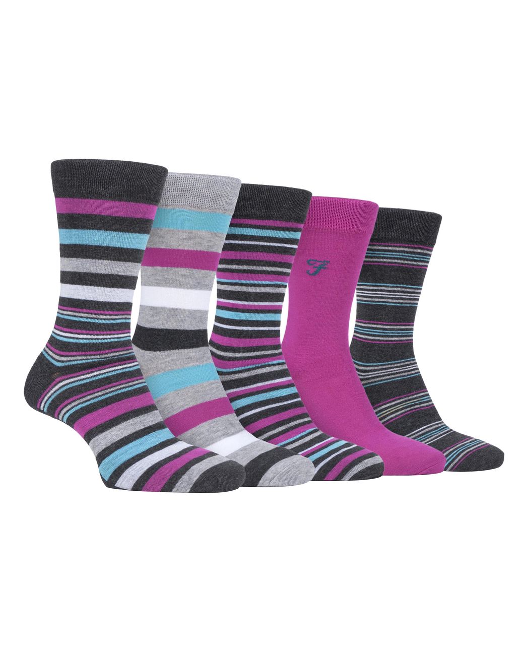 Farah Blue 5 Pack Natural Organic Bamboo Bright Striped Patterned Socks for men