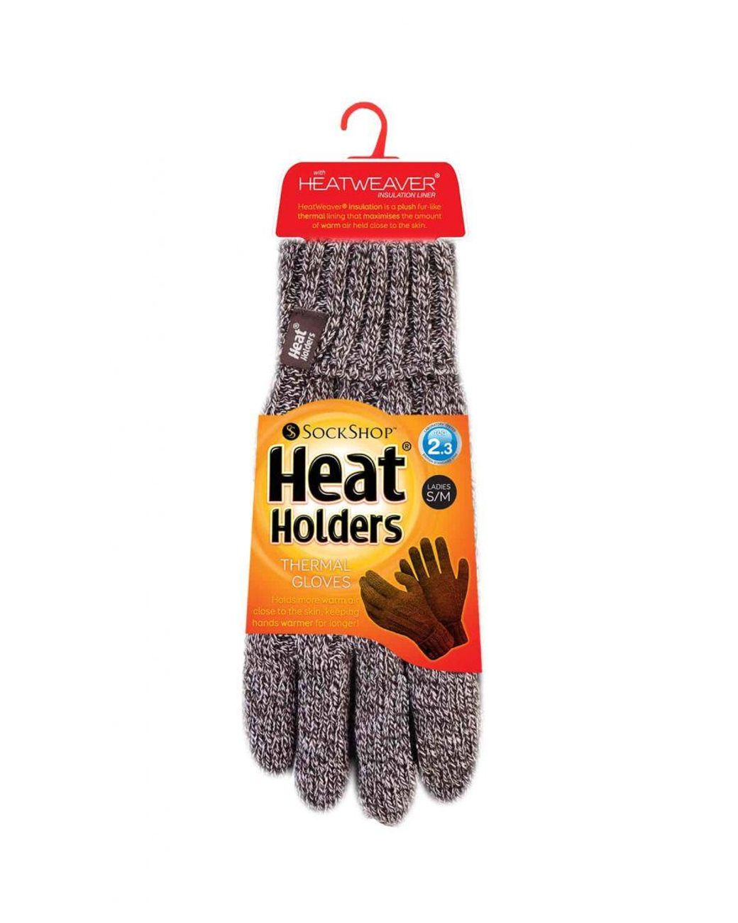 Heat Holders Gray Cable Knit 2.3 Tog Gloves For Winter