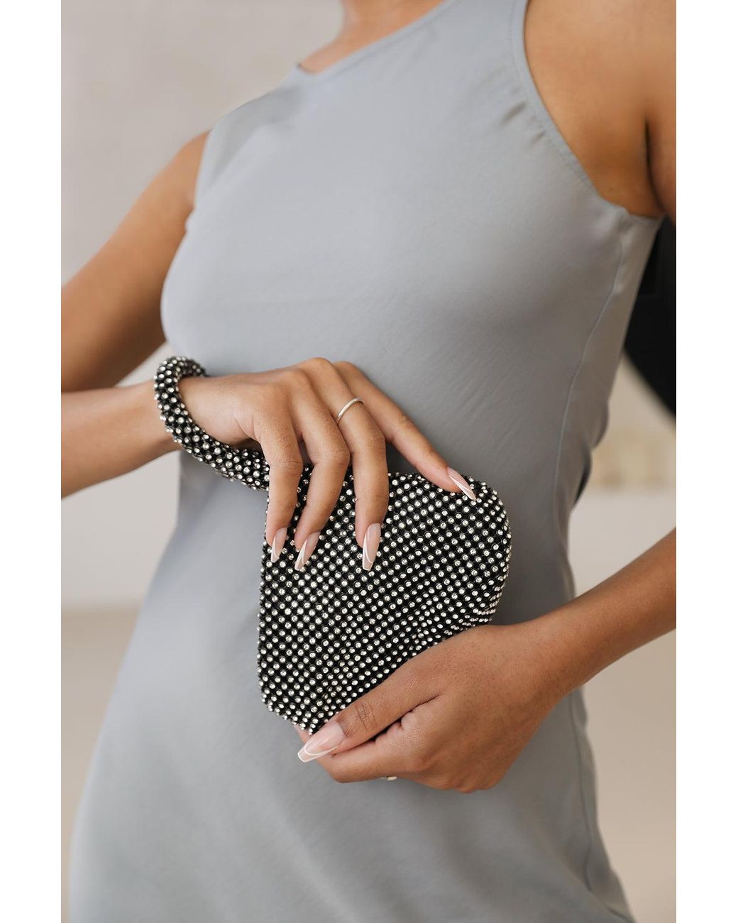 Where's That From Gray Wheres 'Rosa' Mini Chainmail Pouch Bag