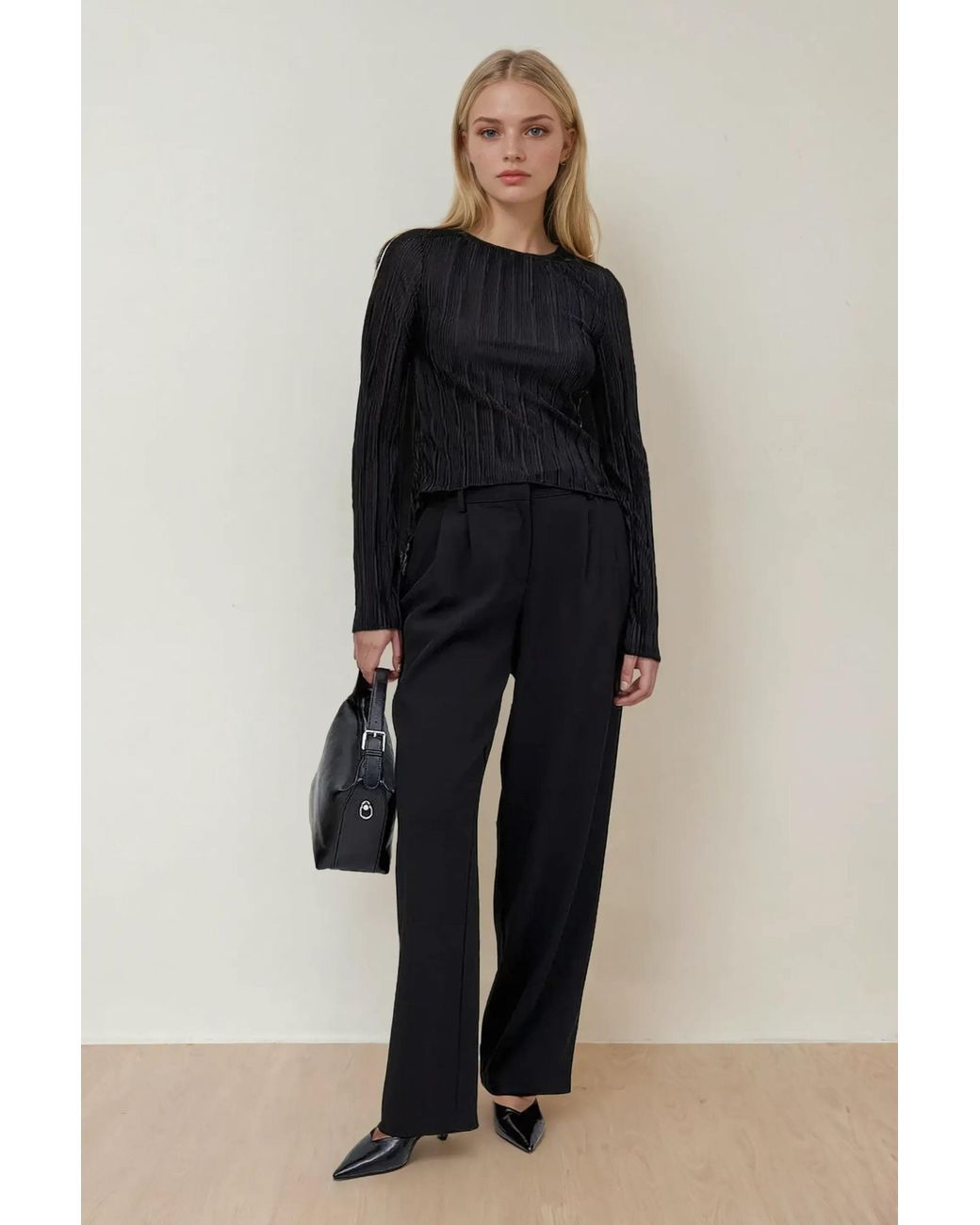 Hiccup Black Back Tie Strap Boat Neck Blouse