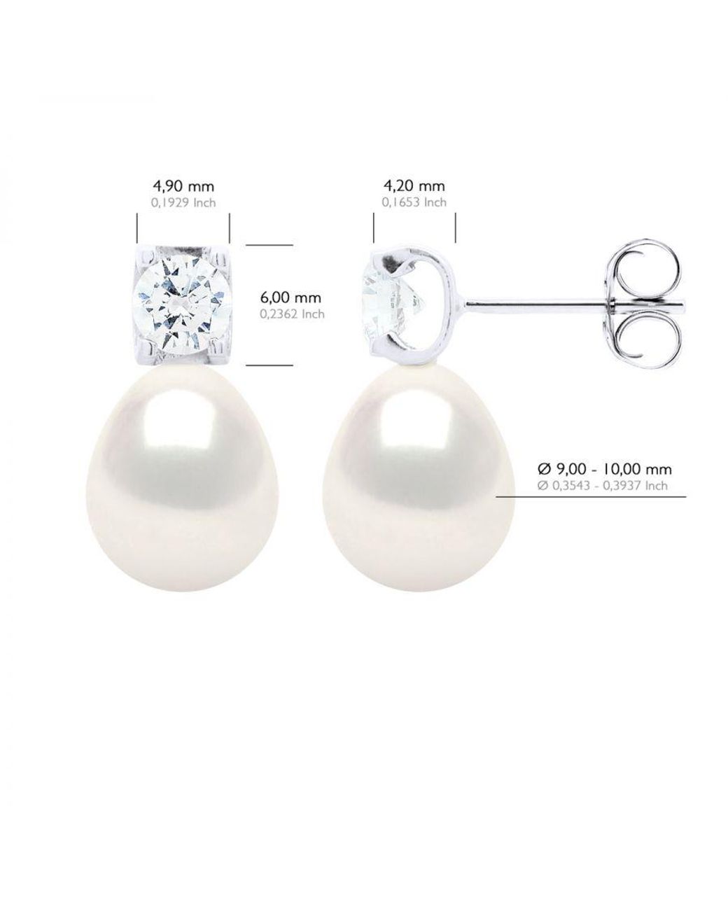 Ateliers Saint Germain White Earrings Solitaire Cubic Zirconia Diameter 4,50 Mm