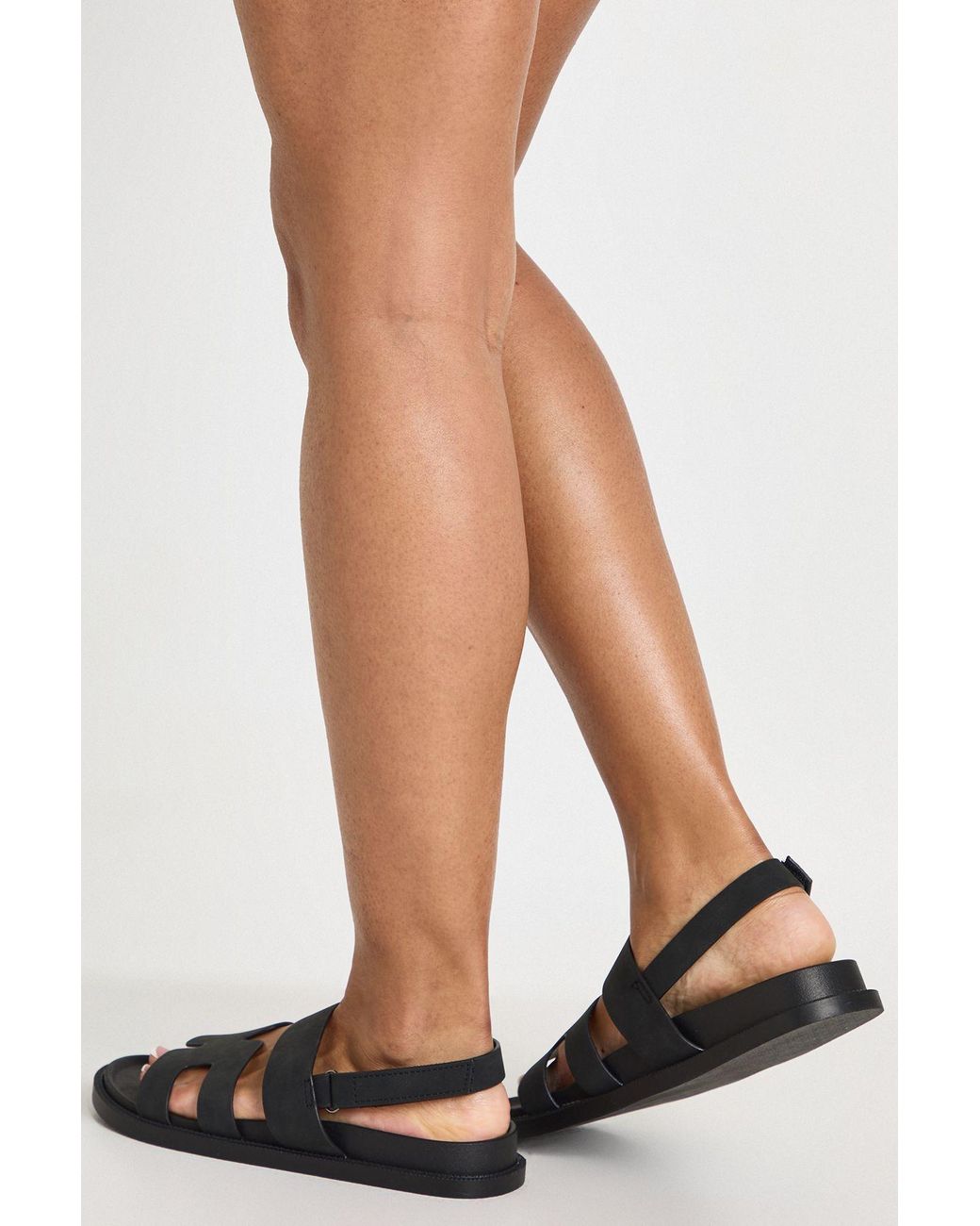 Boohoo Black Cut Out Detail Footbed Sandals