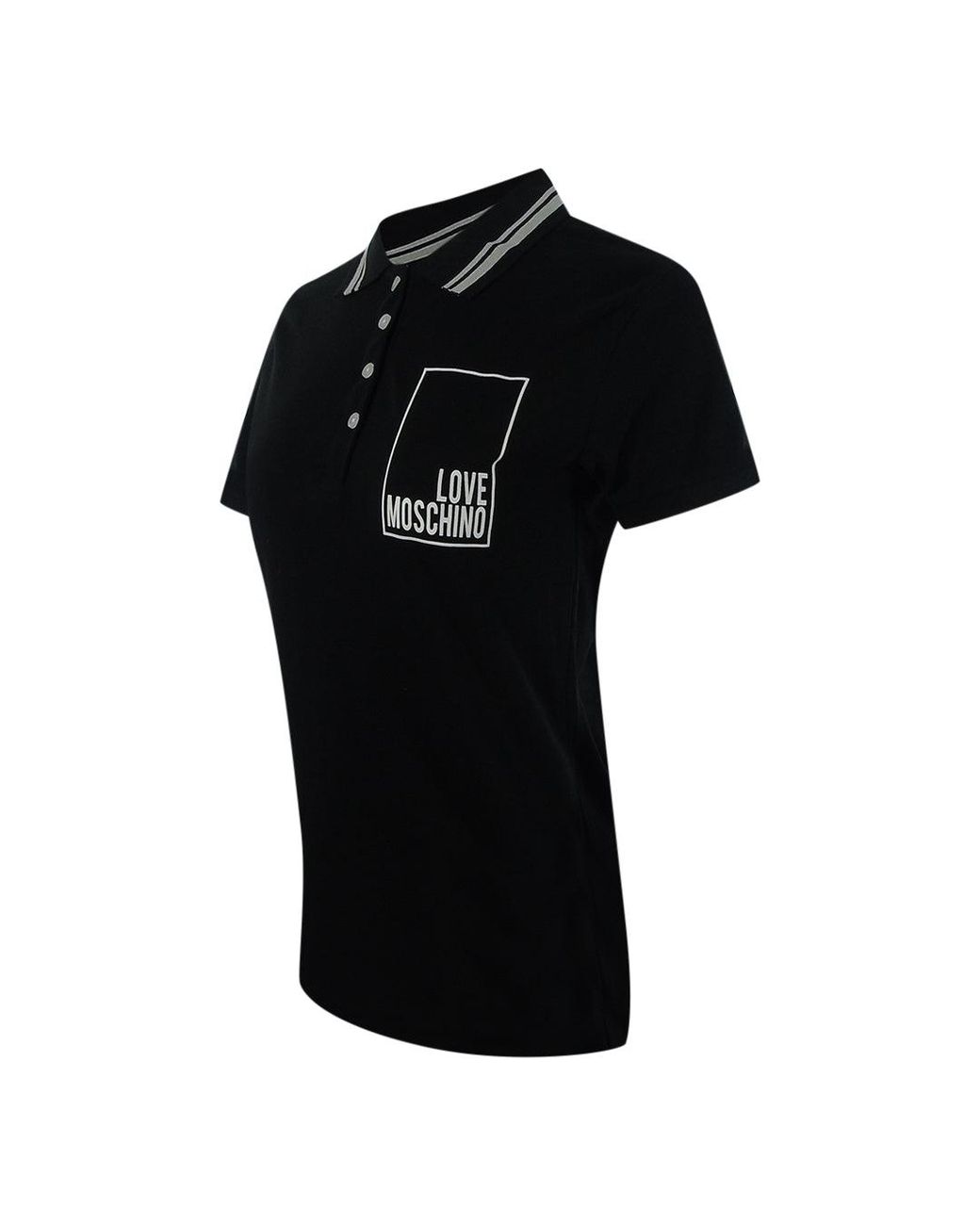 Moschino Black Love Small Box Logo Polo Shirt Cotton