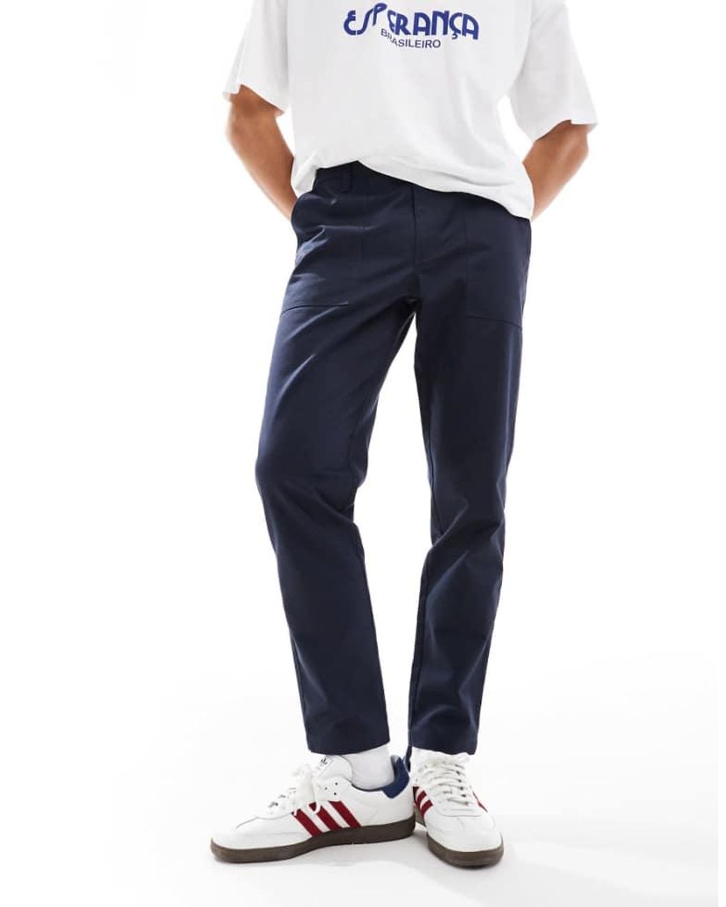 ASOS Blue Tapered Trousers for men