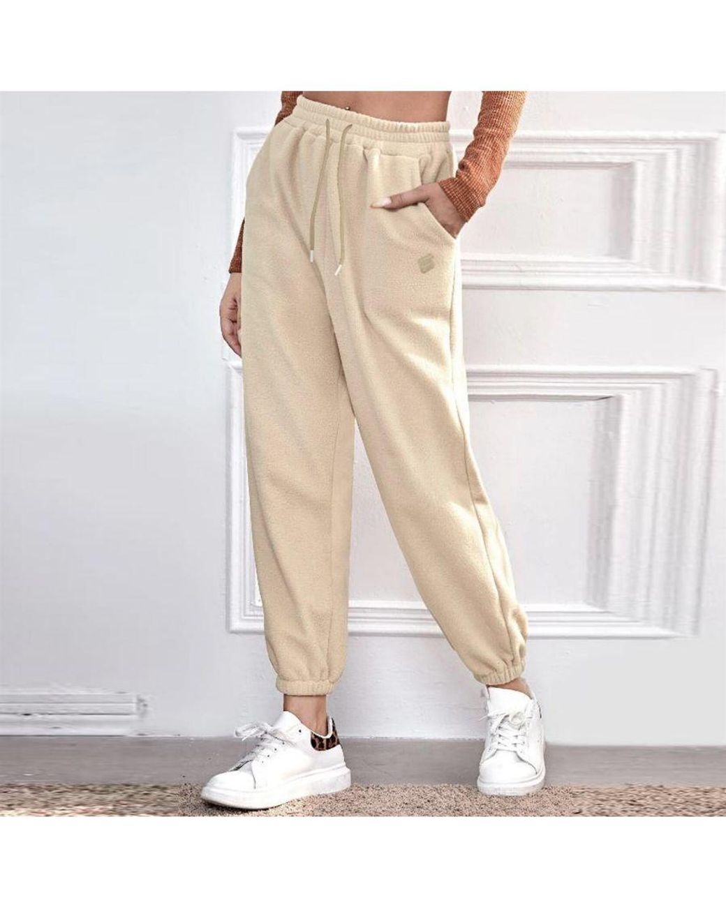 Enzo Natural Ladies Oversized Joggers