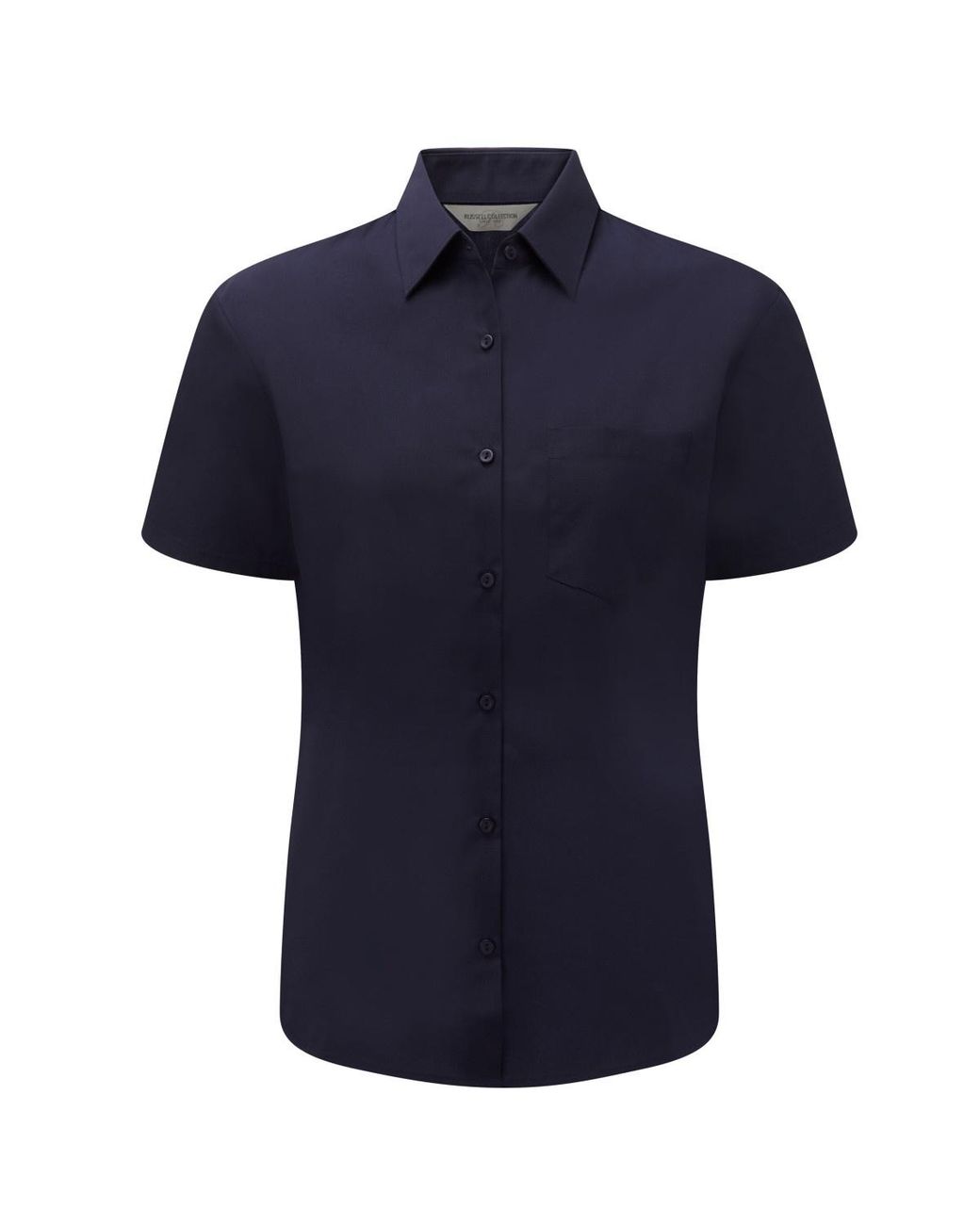 Russell Blue Collection Ladies/ Short Sleeve Poly-Cotton Easy Care Poplin Shirt (French)