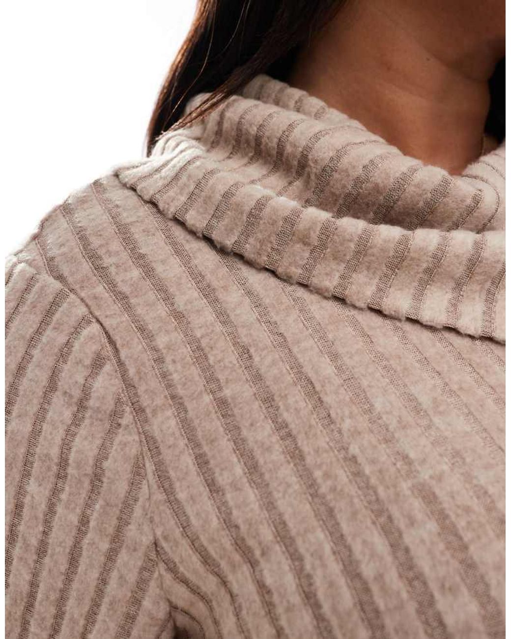 Vero Moda Brown Foldover Ribbed Jersey Top Co-Ord