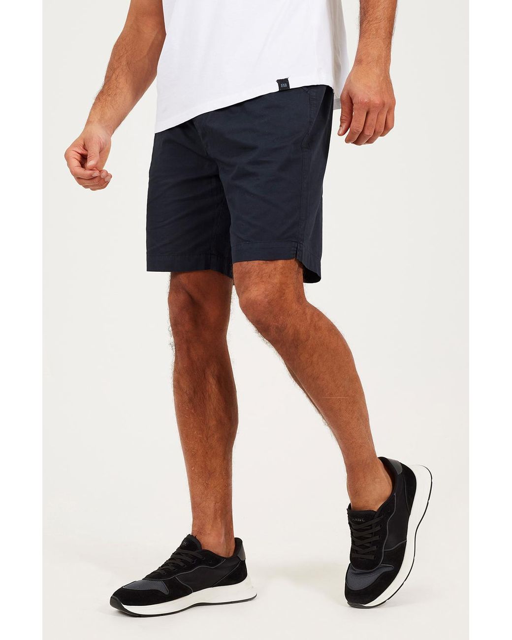 Brave Soul Blue Cotton Elasticated Waist Drawstring Shorts for men