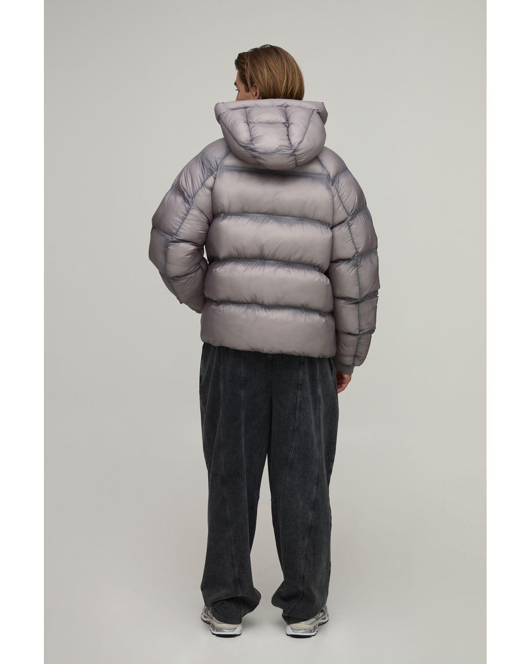 BoohooMAN Gray Oversized Ripstop Translucent Duvet Puffer Jacket for men
