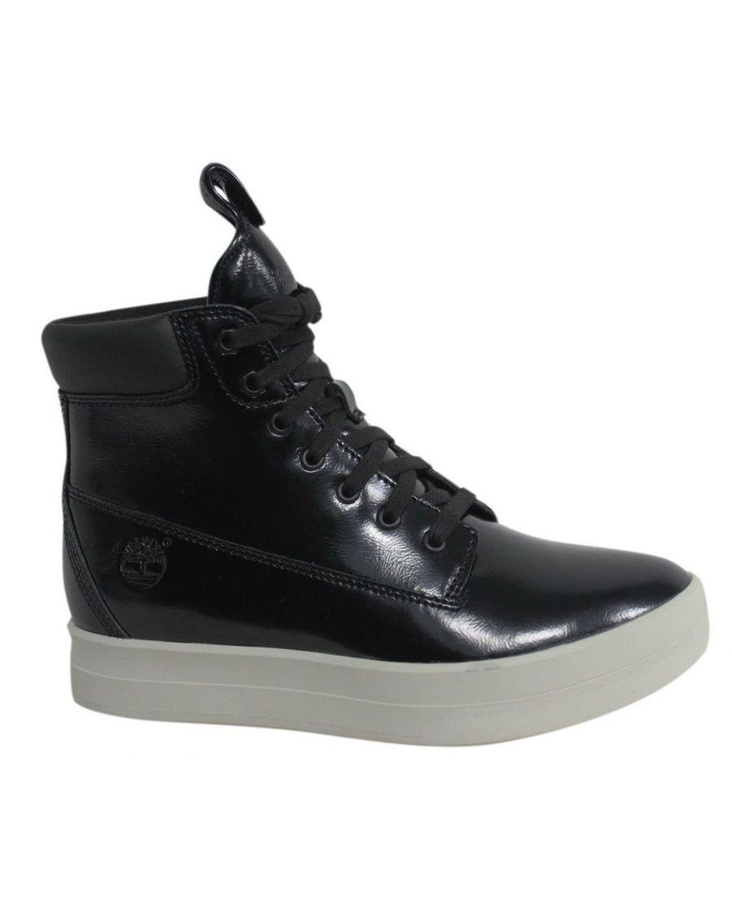 Shiny black timberland sales boots