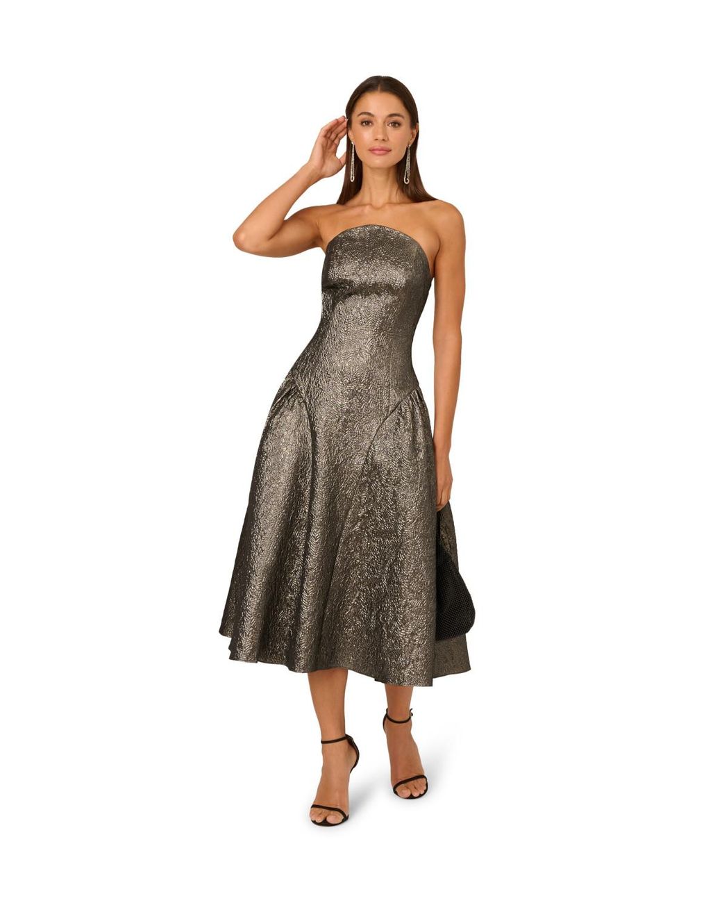 Adrianna Papell Metallic Strapless Ankle Dress