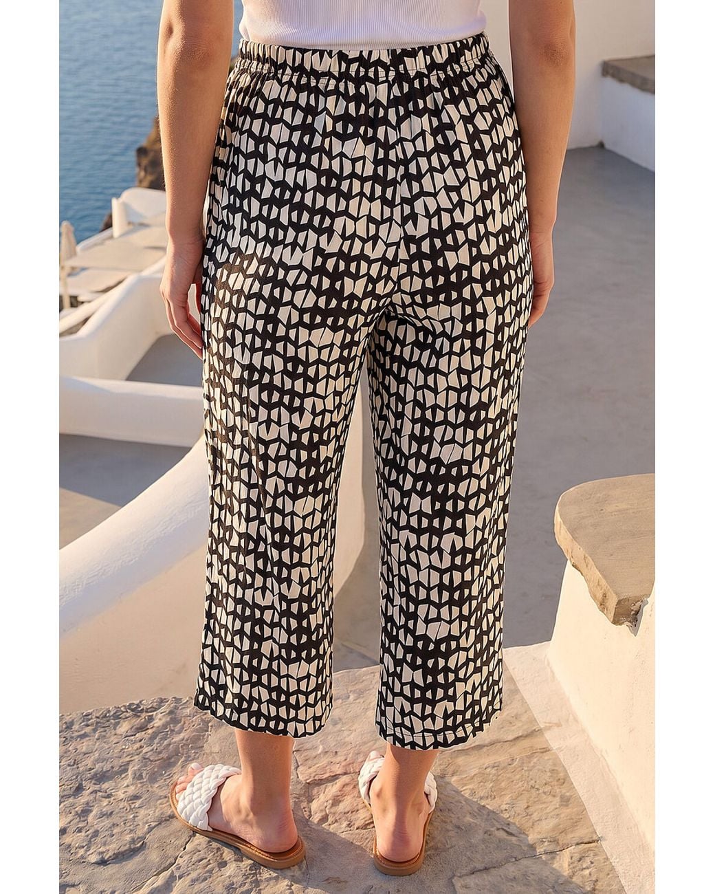 Roman Brown Classic Geo Print Crop Trouser