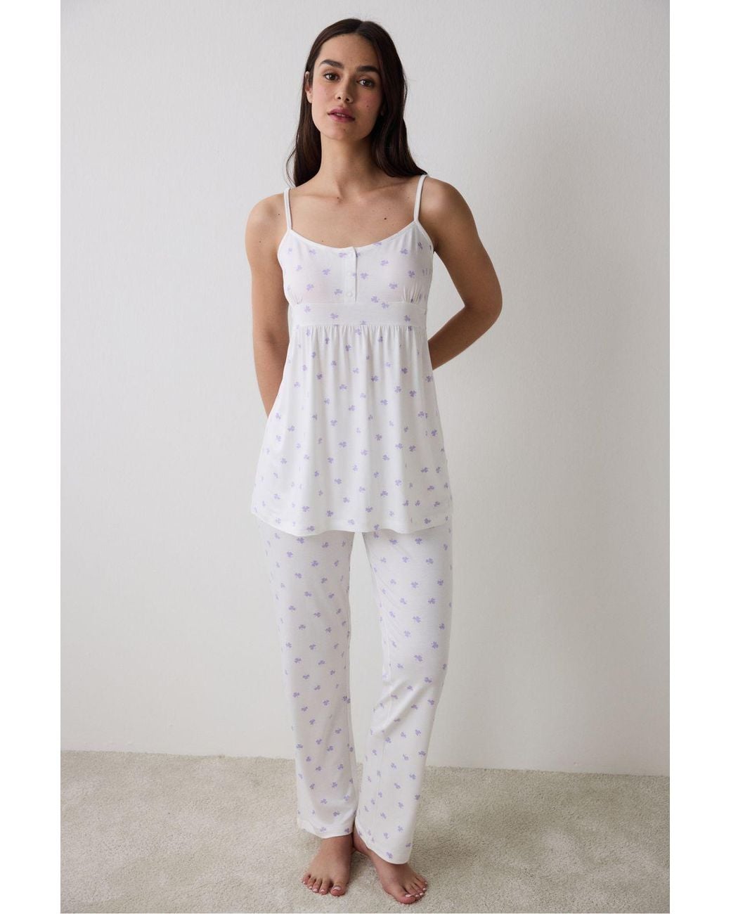 Penti White Lana Printed Broken Pajama Set