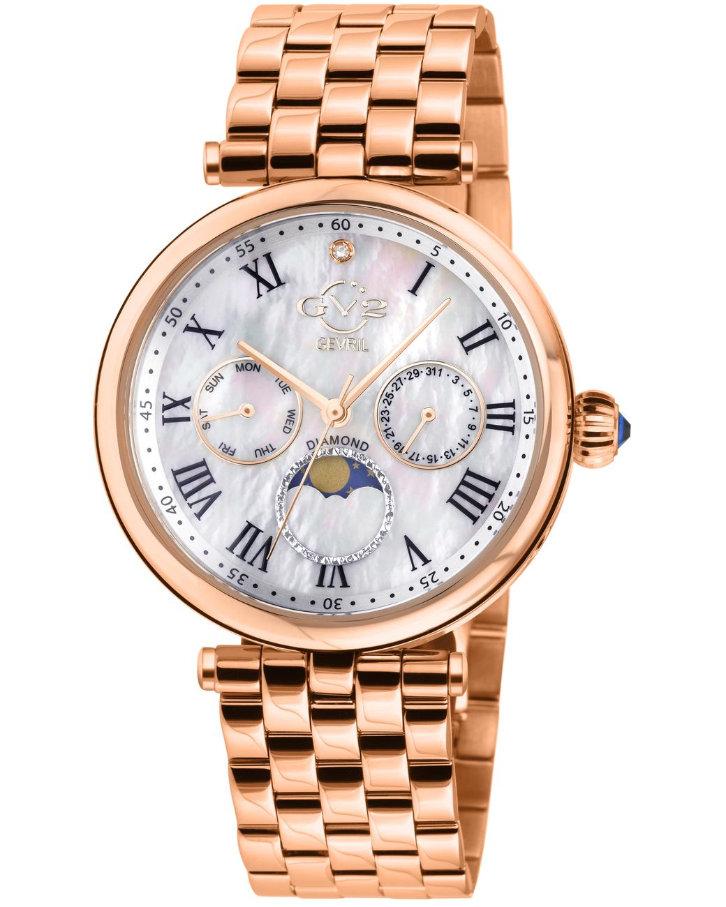 Gv2 Gray Florence Mother Of Pearl Dial Diamond Cut Ring On Ip Bracelet Watch
