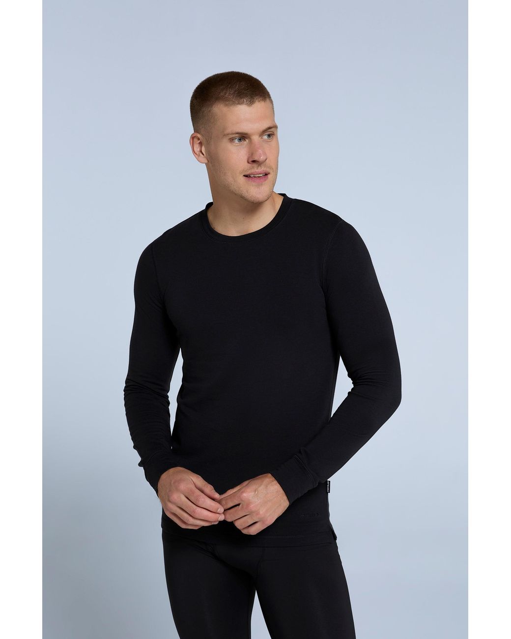 Mountain Warehouse Blue 'Blaze' Thermal Top Warm Cosy Long Sleeve Base Layer Tee Cotton for men