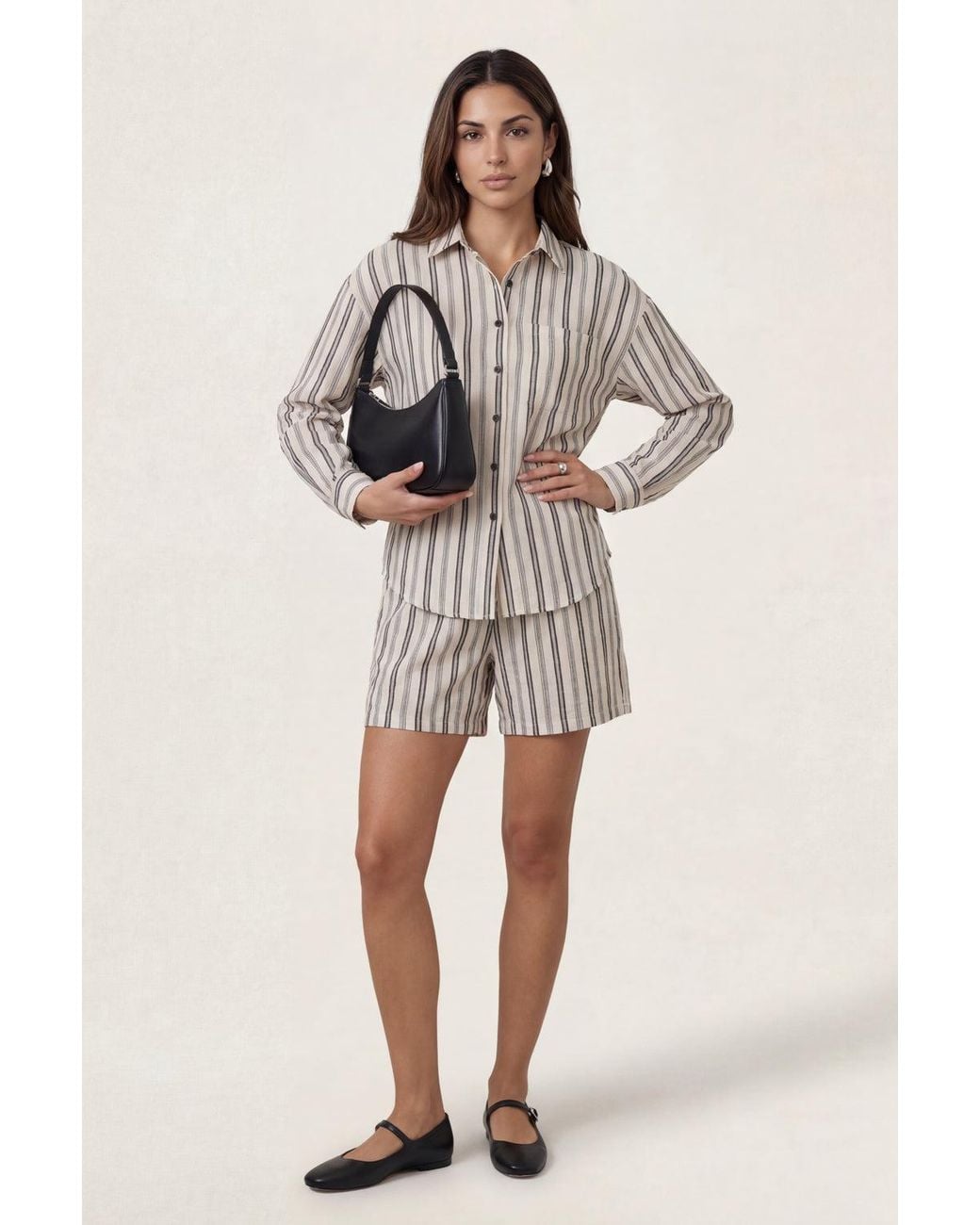 Urban Bliss Natural Stripe Bermuda Short Cream Pattern