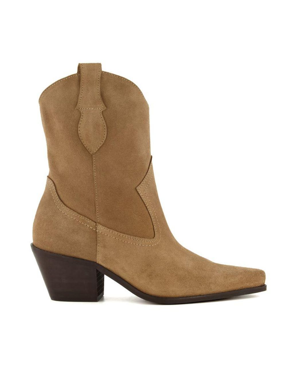 Dune Natural Ladies Pardner Western Ankle Boots