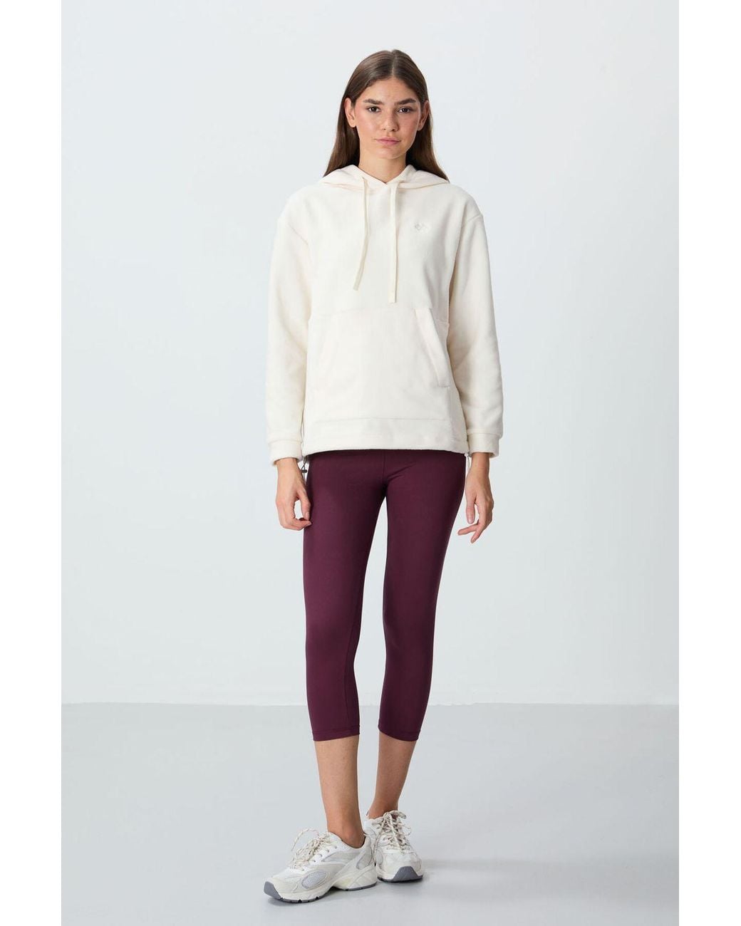 TOMMY LIFE White Oversized Plush Hoodie With Embroidery