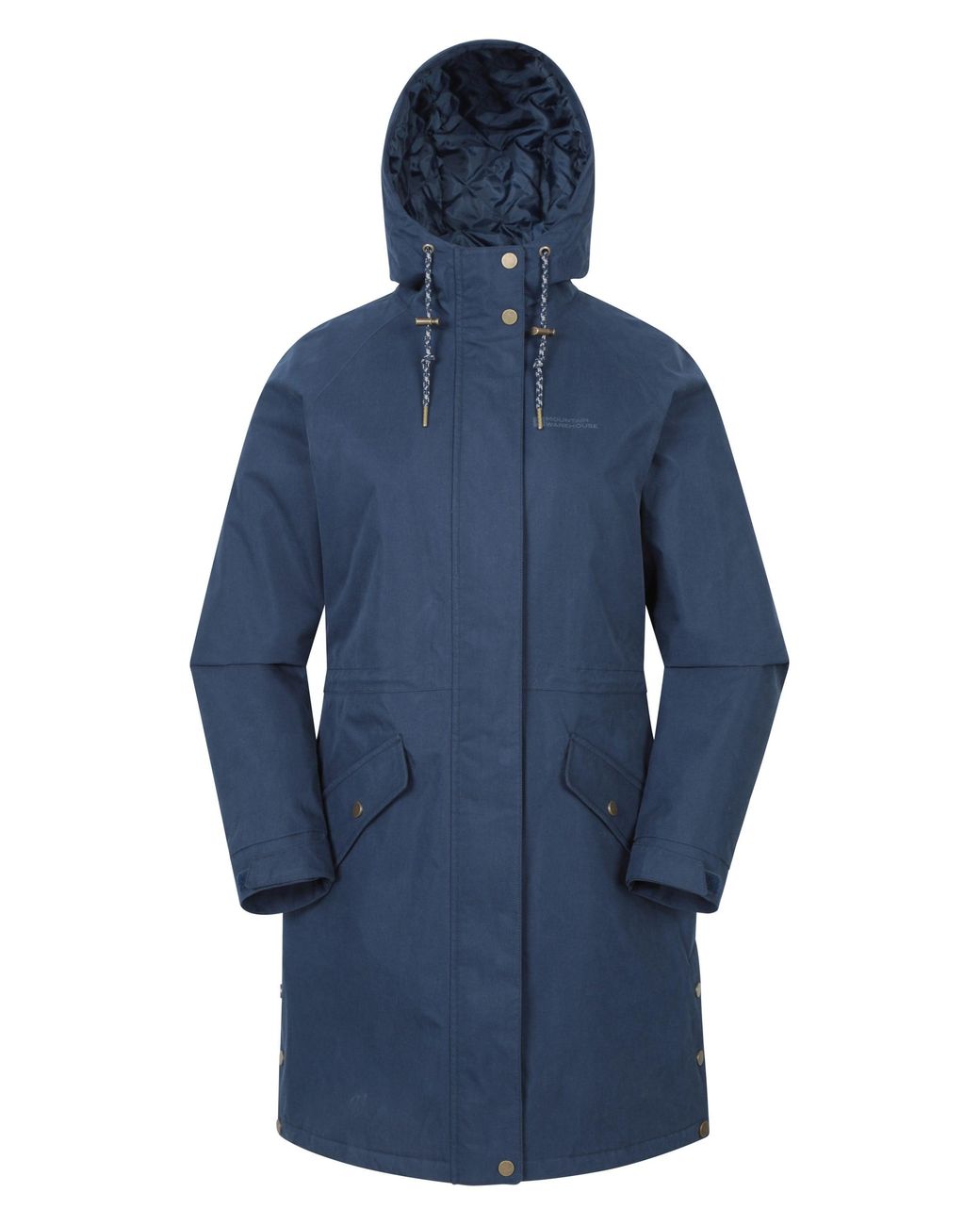 Mountain Warehouse Blue 'Polperro' Padded Jacket With Front Pockets Waterproof Coat Cotton