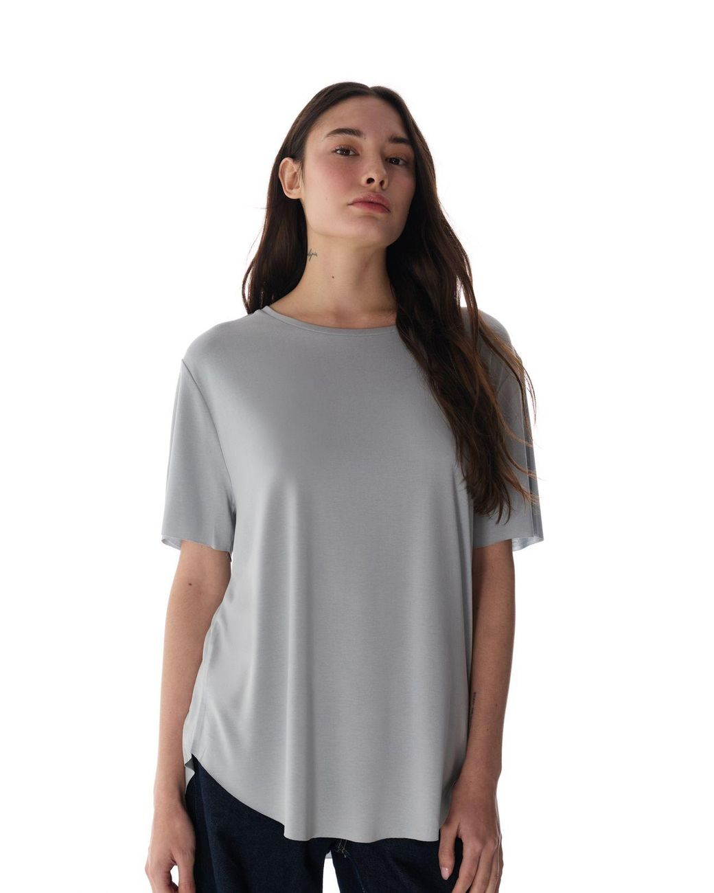 Penti Gray Oversized Modal-Blend Crew Neck T-Shirt