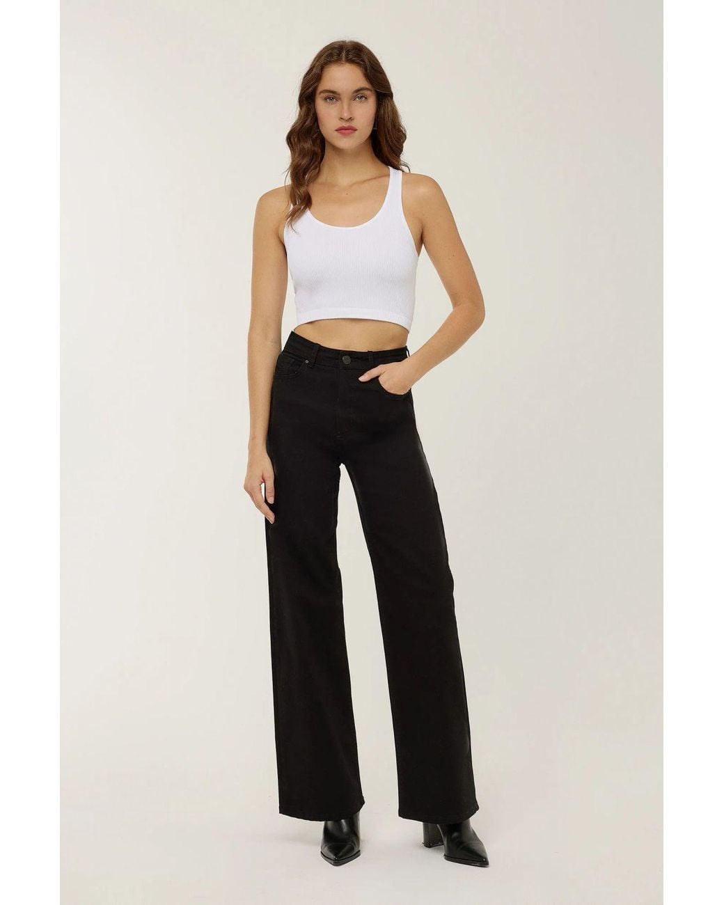 Hiccup Black High Waist Wide Leg Jeans