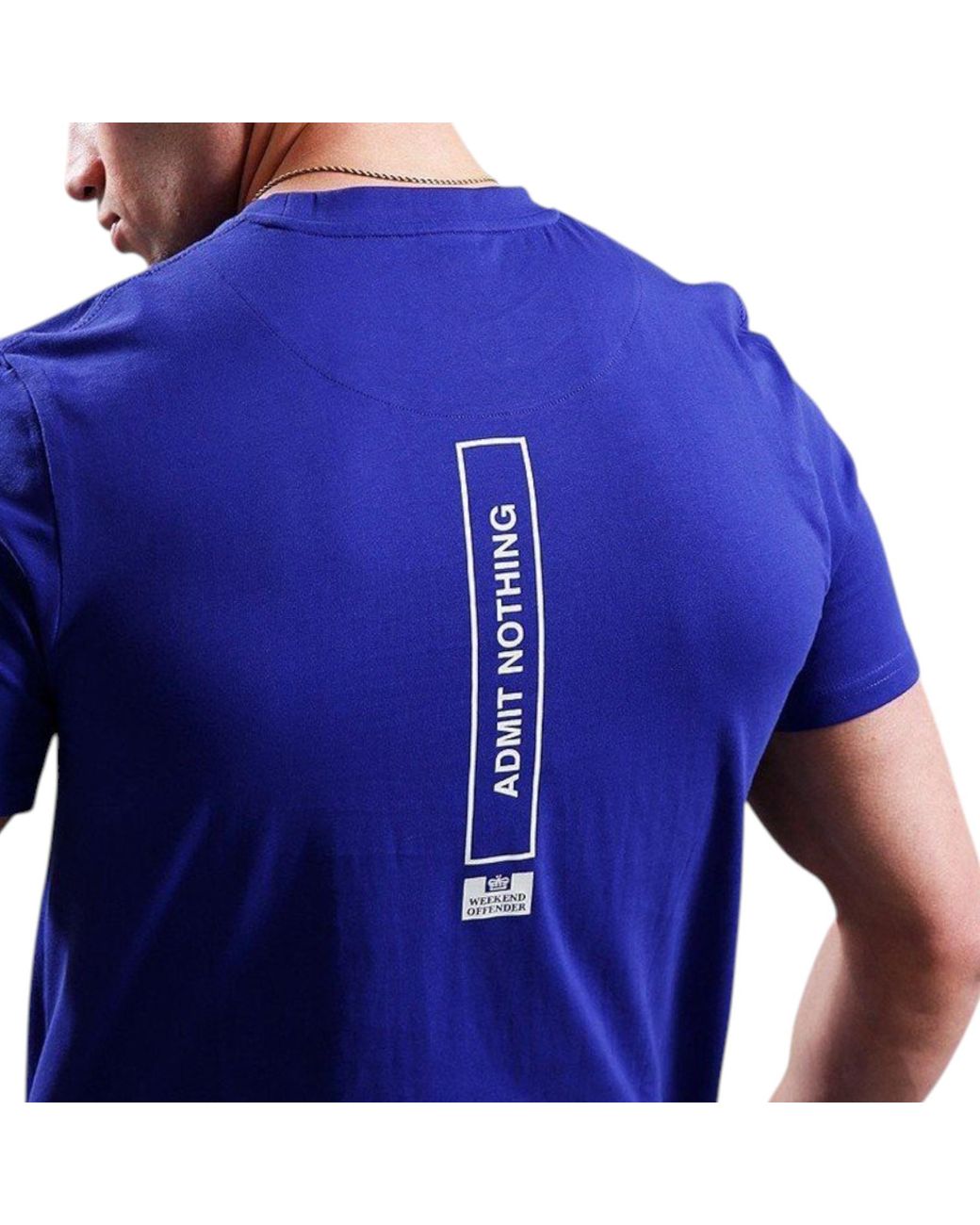 Weekend Offender Blue T Shirts Admit 2 Crew Neck Short Sleeve Cotton Summer Tee for men