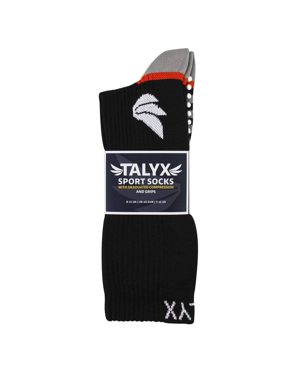 Talyx Black Compression Sports Socks With Grips for men