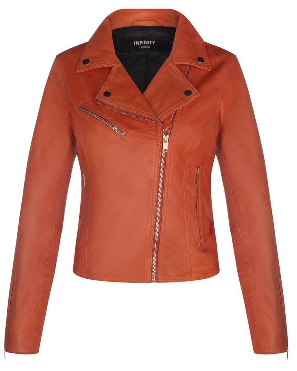 Infinity Leather Red Classic Brando Biker Jacket-Loughton