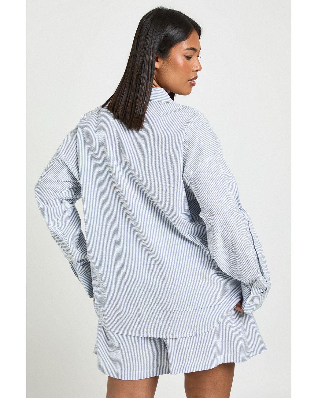 Boohoo White Plus Stripe Oversized Shirt