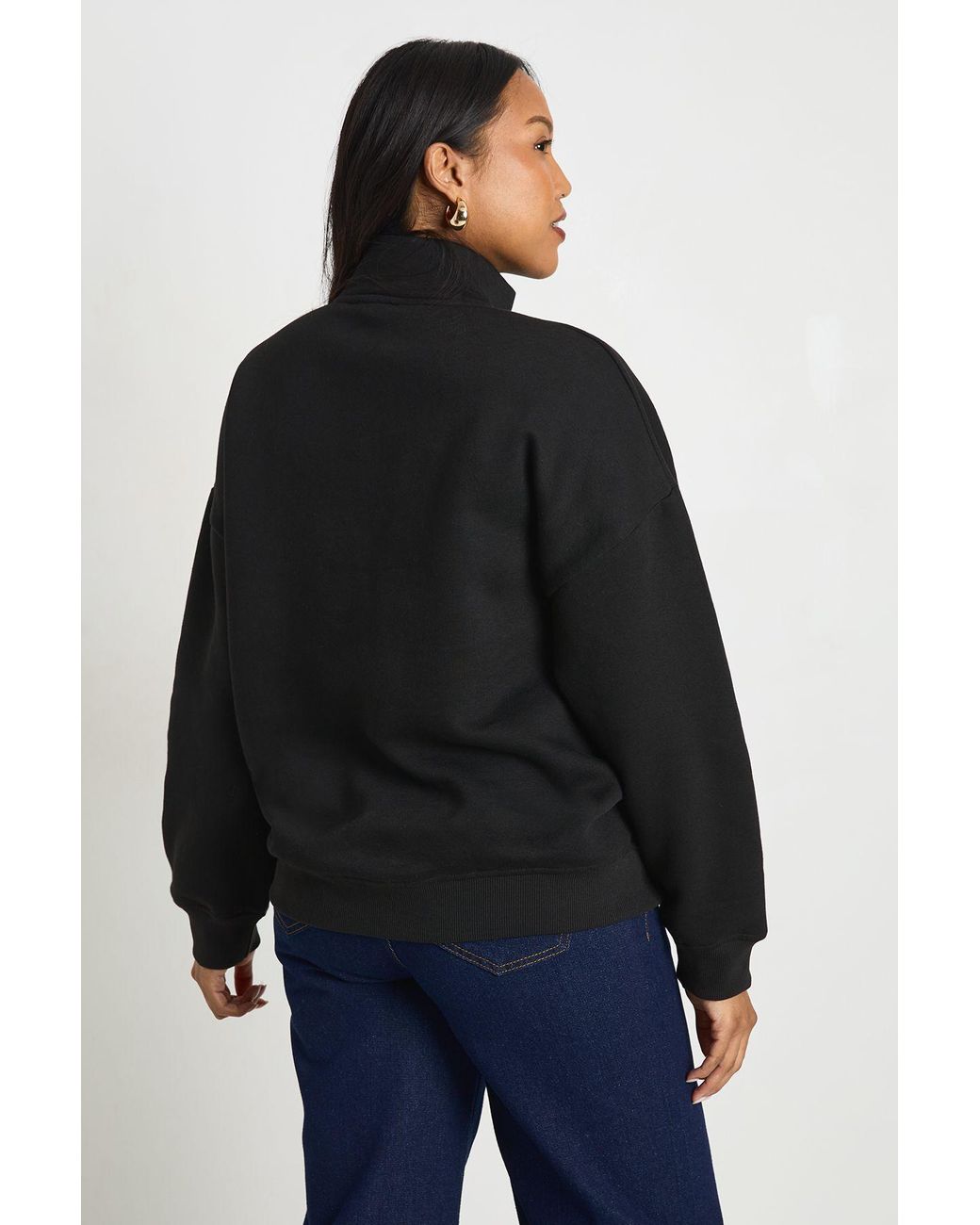 Boohoo Black Maternity Oversized Half Zip Sweatshirt