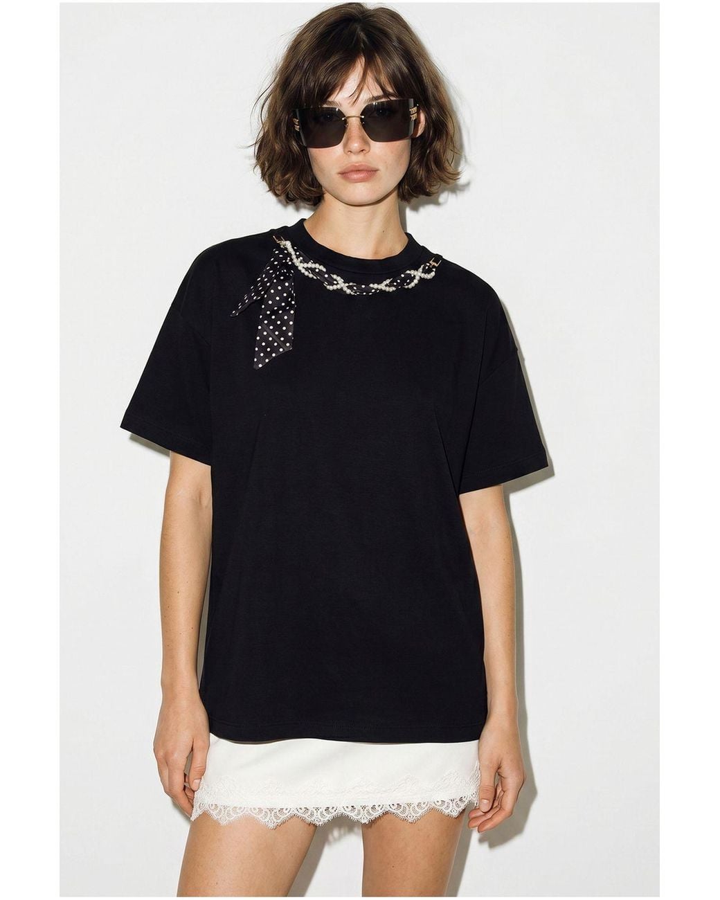 Bianco Lucci Black Cotton Elastane T-Shirt