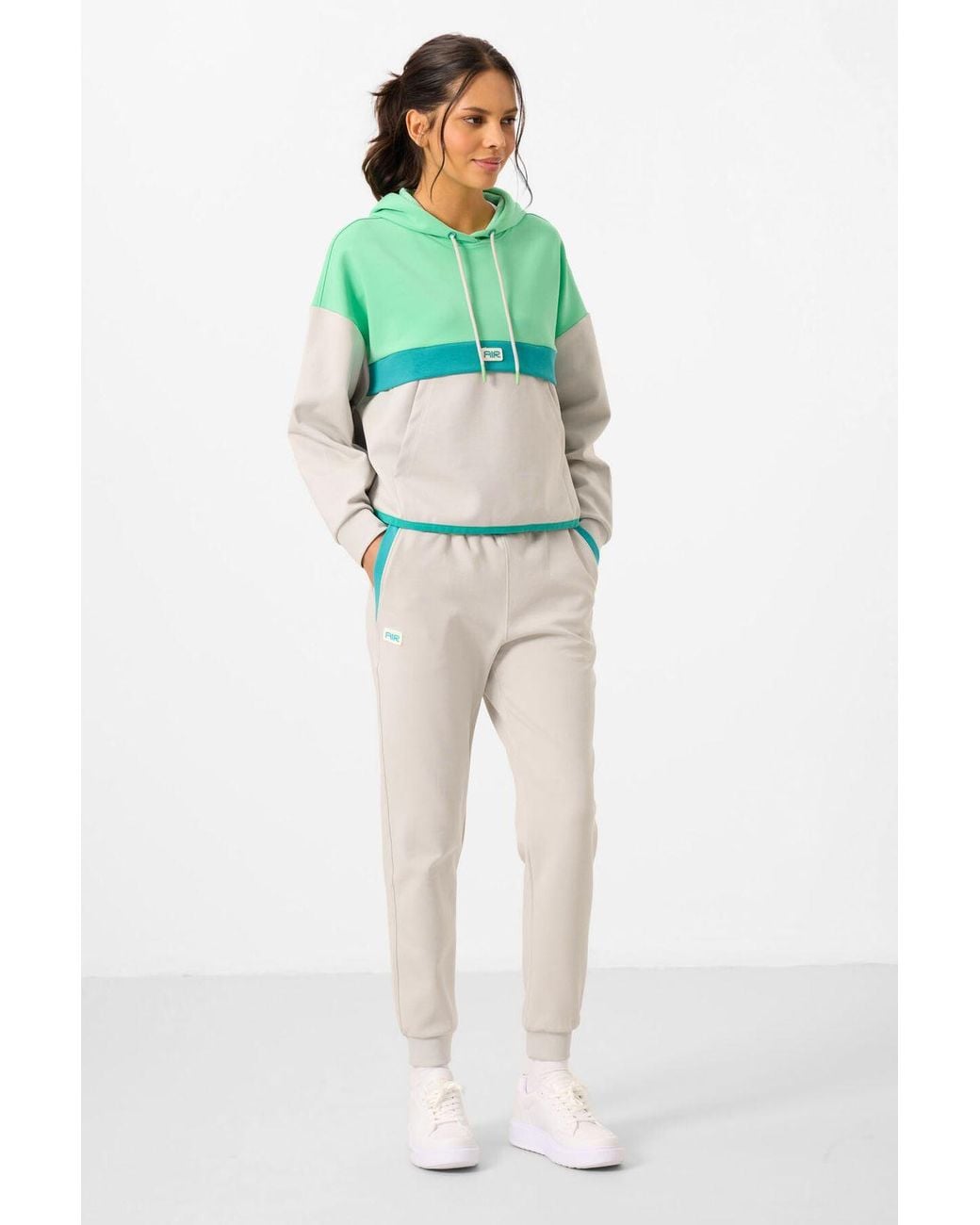 TOMMY LIFE Blue Color-Blocked Hooded Sweatshirt And Pants Set